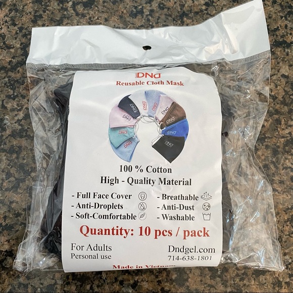 10 Pcs Daisy DND Reusable Cloth Adult Face Masks Black - Picture 4 of 4